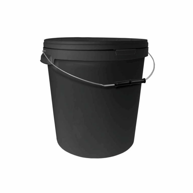 33L Round Black Buck With Metal Handle & Lid