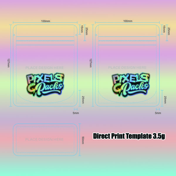 3.5g Direct Print Mylar Bag Template
