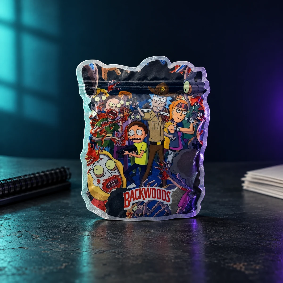 TWD 3.5g Mylar bag in a studio lifestyle setting