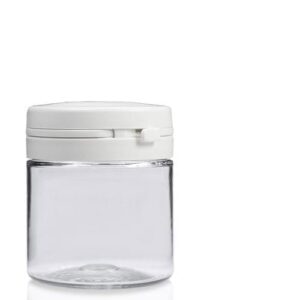50ml Clear Plastic Pill Jar & 40mm Snap Hinge Cap